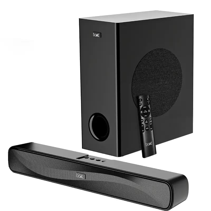 boAt 1000003288 Aavante Bar A1040 50W Bluetooth Soundbar, 2.1 Channel with Wired Subwoofer, Master Remote Control, Multi Connectivity, Premium Black