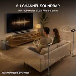 boAt 1000003828 Aavante Prime 5.1 5000DA 500W 5.1 Channel Soundbar with Dolby Atmos, Bluetooth v5.3 & Master Remote, Premium Black