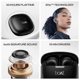 boAt 1000003913 Airdopes 213 Wireless Earbuds with 50 Hours Playback, BEAST Mode & ENx Calling, Shadow Black