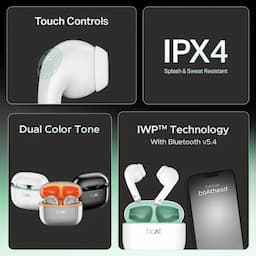 boAt 1000003650 Airdopes 101v2 Wireless Earbuds with 35 Hours Playback, BEAST Mode & ENx Tech, Smoke White