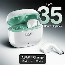 boAt 1000003650 Airdopes 101v2 Wireless Earbuds with 35 Hours Playback, BEAST Mode & ENx Tech, Smoke White