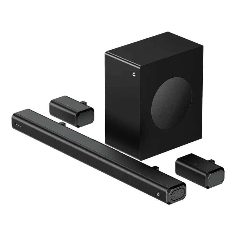 boAt 1000003907 Aavante Prime Beat 500W 5.1 Channel Soundbar with Wired Subwoofer, Satellites & Multi-Connectivity, Premium Black