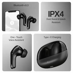 boAt 1000003675 Airdopes Plus 311 Wireless Earbuds with 50 Hours Playback, Dual Mics with ENx Technology, BEAST Mode, ASAP Charge, Charcoal Black