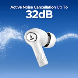 boAt 1000003569 Nirvana Iris, Hybrid Active Noise Cancellation, Spatial Audio, ENx Technology, Quad Microphones, Up to 50 Hours Playback, Quartz White, True Wireless Earbuds