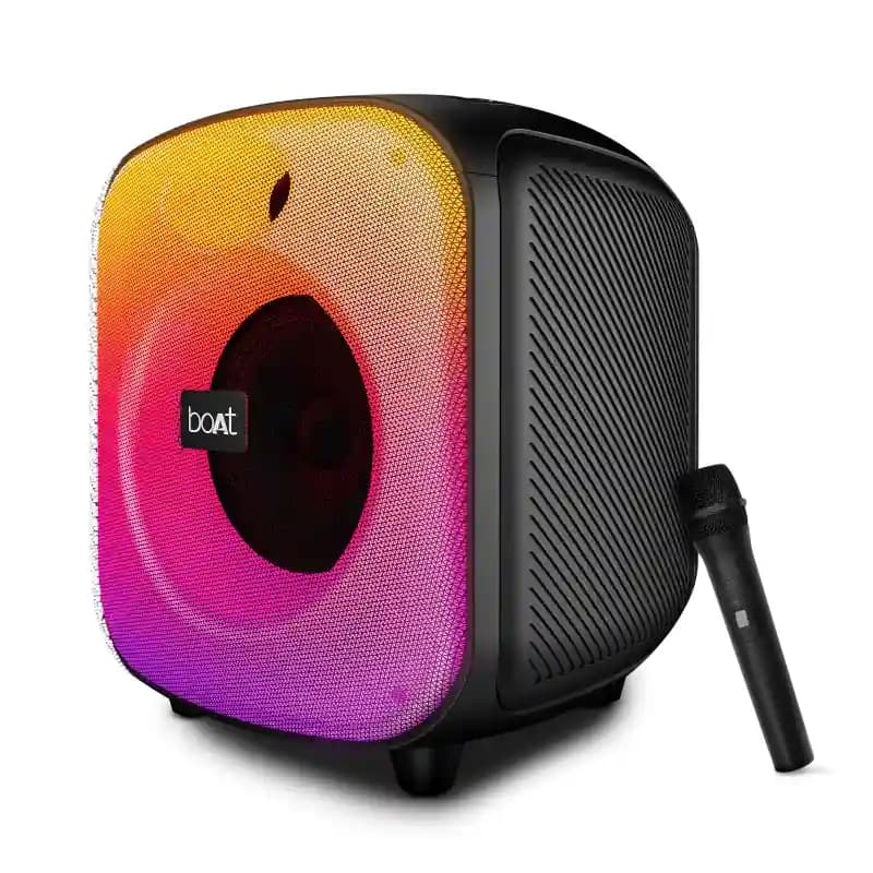 boAt 1000004011 PartyPal 68 Pro, 160W Signature Sound, Dynamic RGB Party Lights, Karaoke Mic Support, Bluetooth 5.3, Premium Black, Portable Bluetooth Speaker