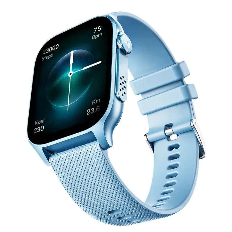 boAt 1000003681 Ultima Ember, 1.96 Inch AMOLED Display, Bluetooth Calling, Functional Crown, 100+ Sports Modes, IP68 Dust & Water Resistance, Mist Blue, Smart Watch