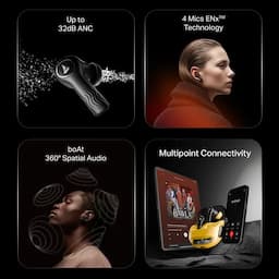 boAt 1000003553 Nirvana Crystl, Hi-Res Audio, Crystal Bionic Sound, Hybrid Active Noise Cancellation, Spatial Audio, Up to 100 Hours Playback, White Lustre, True Wireless Earbuds