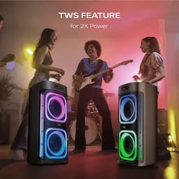 boAt 1000004765 PartyPal Ultra, 250W Signature Sound, Dynamic RGB Party Lights, Karaoke Mic Support, Bluetooth 5.3, Raven Black, Portable Bluetooth Speaker