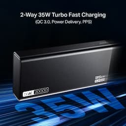 boAt 1000003784 Energyshroom PB435 Turbo Powerbank, 20000 mAh Capacity, Onyx Black