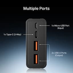 boAt 1000003784 Energyshroom PB435 Turbo Powerbank, 20000 mAh Capacity, Onyx Black