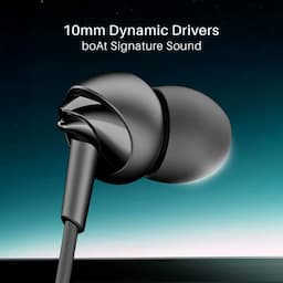 boAt 1000003930 Bassheads 300C Wired Earphones, In-Line with Multifunction Button Microphone, Active Black