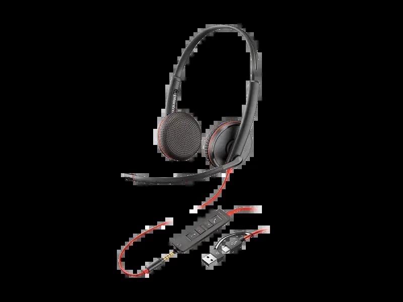 Poly 8X229AA Blackwire 3225 Stereo USB-C Headset +3.5mm Plug +USB-C/A Adapter
