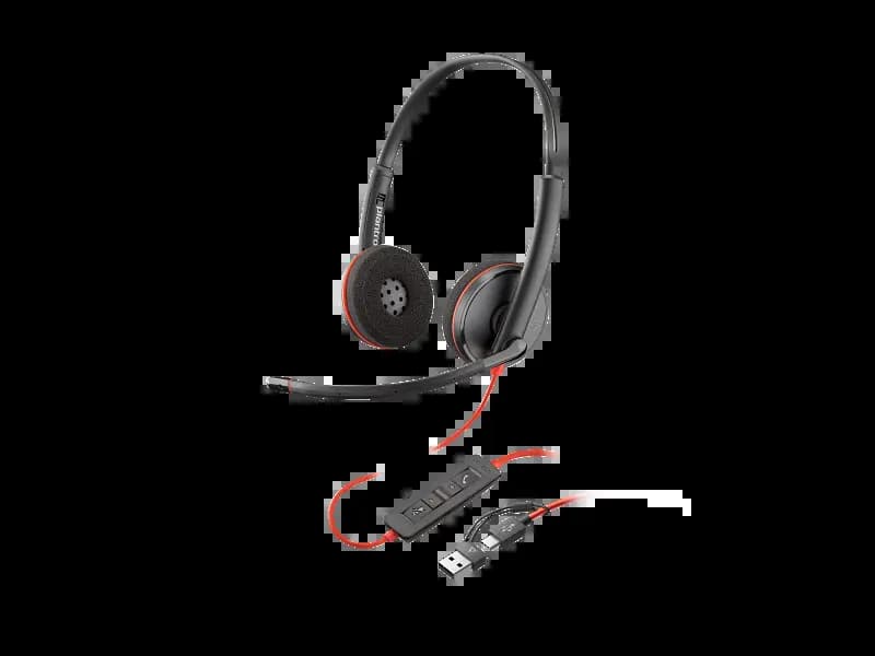 Poly 8X228AA Blackwire 3220 Stereo USB-C Headset +USB-C/A Adapter