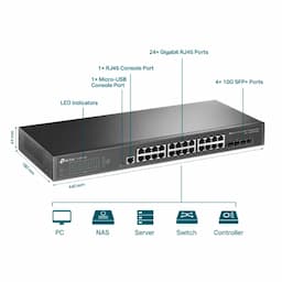TP-Link SG3428X, 24-Port, Gigabit, L2+, 4-Port 10G SFP+, Managed, Omada SDN, Switch