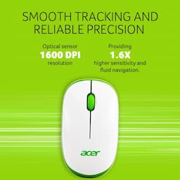 Acer 5W.50611.004 Flow Wireless Mouse, Ergonomic Lightweight Design, Green/White