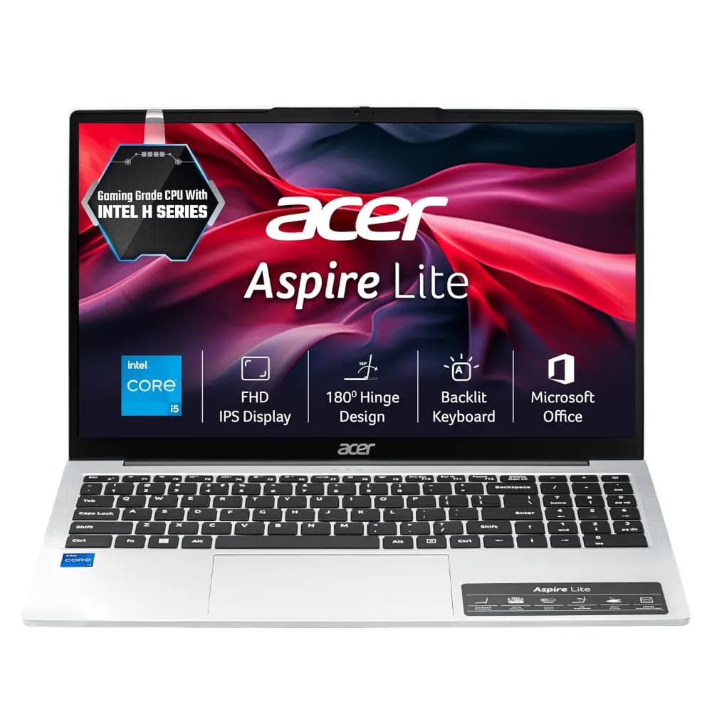 Acer UN.347SI.00V Aspire Lite 15, 15.6 inch Display, Intel Core i5-13420H Processor, 16 GB Memory, 512 GB Storage, Windows 11, Pure Silver, Laptop