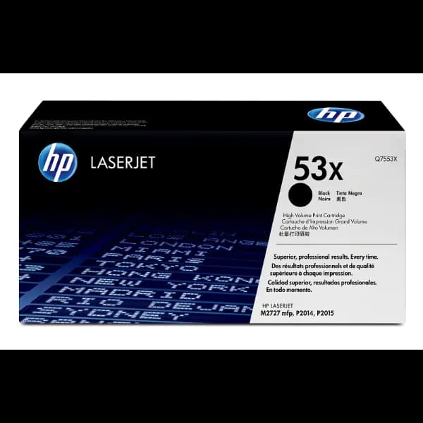 HP Q7553XC, 53X, Black, Original, High Yield, LaserJet Toner Cartridge