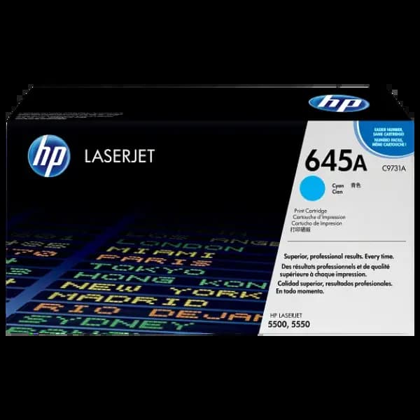 HP C9731AC, 645A, Cyan, Original, Contract, Color LaserJet 5500, LaserJet Toner Cartridge