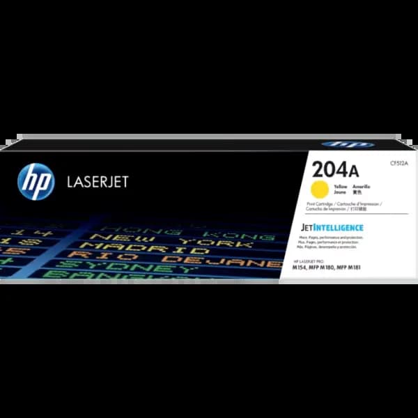 HP CF512A, 204A, Yellow, Original LaserJet Toner Cartridge, Color LaserJet Pro M154a/M154nw, Toner Cartridge