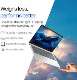 HP D7NB8PA#ACJ 14-ep0159TU, 14 inch Display, Intel Core i7-1355U, 16GB RAM 512GB SSD Storage, Windows 11, Ms Office, Natural Silver Consumer Laptop
