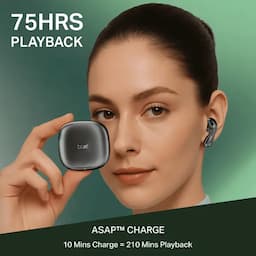 boAt 1000003976 Airdopes 313, 75 Hours Playback, 13mm Drivers, Quad Mics with ENx Technology, BEAST Mode, 45ms Low Latency, Carbon Black, Wireless Earbuds
