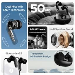 boAt 1000003312 Airdopes 311 Pro, 32dB ANC, 50 Hours Playback, 10mm Drivers, Adaptive EQ, ENx Technology, BEAST Mode, Active Black, Wireless Earbuds