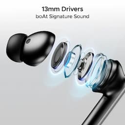 boAt 1000003607 Airdopes 111V2, 50 Hours Playback, 13mm Drivers, Quad Mics with ENx Technology, BEAST Mode, 50ms Low Latency, Classic Black, Wireless Earbuds