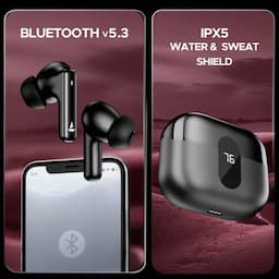 boAt 1000003738 Airdopes Plus 318, 100 Hours Playback, 10mm Drivers, Quad Mics with ENx Technology, BEAST Mode, IPX5, Active Black, Wireless Earbuds