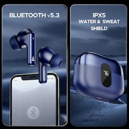 boAt 1000003338 Airdopes 121 Pro Plus, 100 Hours Playback, 10mm Drivers, 4 Mics with ENx™ Technology, BEAST™ Mode, 50ms Low Latency, IPX5, Blue, Wireless Earbuds
