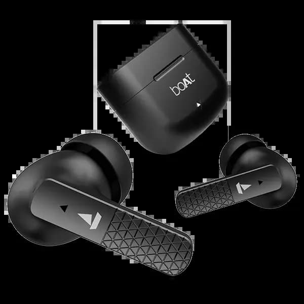 boAt 1000002961 Airdopes 91, 45 Hours Playback, 10mm Drivers, Dual Mics with ENx™ Technology, BEAST™ Mode, 50ms Low Latency, IPX4, Active Black, Wireless Earbuds