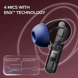 boAt 1000003739 Airdopes Plus 318, 100 Hours Playback, 10mm Drivers, Quad Mics with ENx™ Technology, BEAST™ Mode, 50ms Low Latency, IPX5, Starry Blue, Wireless Earbuds