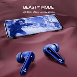 boAt 1000003739 Airdopes Plus 318, 100 Hours Playback, 10mm Drivers, Quad Mics with ENx™ Technology, BEAST™ Mode, 50ms Low Latency, IPX5, Starry Blue, Wireless Earbuds