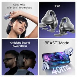 boAt 1000003581 Airdopes Loop, 50 Hours Playback, 12mm Drivers, Quad Mics with ENx™ Technology, BEAST™ Mode, 40ms Low Latency, IPX4, Lavender Mist, Wireless Earbuds