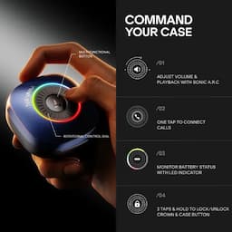 boAt 1000004068 Nirvana Crown, 50dB Hybrid ANC, 100 Hours Playback, 6 Mics with AI-ENx Technology, Spatial Audio, Multi-Point Connectivity, Sapphire Blue Wireless Earbuds