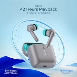 boAt 1000000242 Airdopes 141, 42 Hours Playback, 8mm Drivers, ENx Technology, BEAST Mode, IPX4, Cider Cyan, Wireless Earbuds