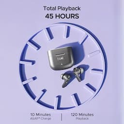 boAt 1000002963 Airdopes 91, 45 Hours Playback, 10mm Drivers, Dual Mics with ENx™ Technology, BEAST™ Mode, 50ms Low Latency, IPX4, Mist Grey, Wireless Earbuds