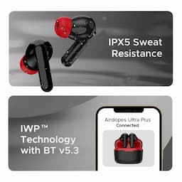 boAt 1000003249 Airdopes Ultra Plus, 50 Hours Playback, 10mm Drivers, Quad Mics with ENx™ Technology, BEAST™ Mode, 50ms Low Latency, IPX5, Active Black, Wireless Earbuds