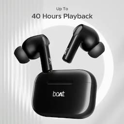 boAt 1000000256 Airdopes 161, 40 Hours Playback, 13mm Drivers, IWP & ENx Technology, BEAST Mode, IPX5, Pebble Black, Wireless Earbuds