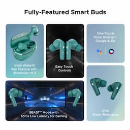 boAt 1000003388 Airdopes 131 Elite ANC, 32dB ANC, 60 Hours Playback, 13mm Drivers, Quad Mics with ENx™ Technology, 65ms Low Latency, IPX5, Active Teal, Wireless Earbuds