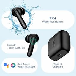 boAt 1000000241 Airdopes 141, 42 Hours Playback, 8mm Drivers, ENx Technology, BEAST Mode, IPX4, Bold Black, Wireless Earbuds