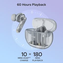 boAt 1000003390 Airdopes 191 ANC, 32dB ANC, 60 Hours Playback, 13mm Drivers, Quad Mics with ENx™ Technology, 65ms Low Latency, IPX5, Pellucid White, Wireless Earbuds