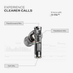 boAt 1000003749 Nirvana Zenith Pro, 50dB Hybrid Adaptive ANC, 80 Hours Playback, 12mm Drivers, LDAC Technology, Spatial Audio, 6 Mics with AI-ENx™ Technology, 60ms Low Latency, IPX4, Velvet Grey, Wireless Earbuds