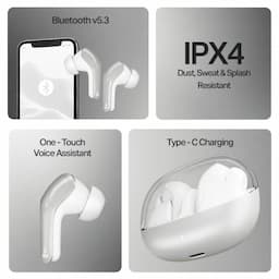 boAt 1000003676 Airdopes Plus 311, 50 Hours Playback, 10mm Drivers, Dual Mics with ENx™ Technology, BEAST™ Mode, 50ms Low Latency, IPX4, Ash Grey, Wireless Earbuds