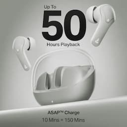 boAt 1000003676 Airdopes Plus 311, 50 Hours Playback, 10mm Drivers, Dual Mics with ENx™ Technology, BEAST™ Mode, 50ms Low Latency, IPX4, Ash Grey, Wireless Earbuds