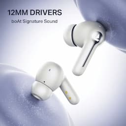 boAt 1000003895 Airdopes Prime 511, 50 Hours Playback, 12mm Drivers, 4 Mics with AI-ENx Technology, 60ms Low Latency, Multipoint Connectivity, IPX5, Zinc White Wireless Earbuds
