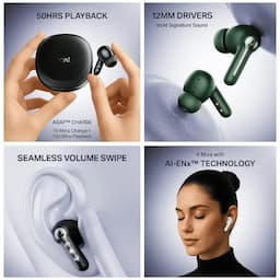 boAt 1000003895 Airdopes Prime 511, 50 Hours Playback, 12mm Drivers, 4 Mics with AI-ENx Technology, 60ms Low Latency, Multipoint Connectivity, IPX5, Zinc White Wireless Earbuds