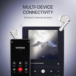 boAt 1000003895 Airdopes Prime 511, 50 Hours Playback, 12mm Drivers, 4 Mics with AI-ENx Technology, 60ms Low Latency, Multipoint Connectivity, IPX5, Zinc White Wireless Earbuds
