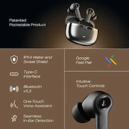 boAt 1000003725 Nirvana Ion ANC Pro, 32dB ANC, 120 Hours Playback, 10mm Drivers, LDAC Technology, Dual EQ Modes, BEAST™ Mode, 60ms Low Latency, IPX4, Crystal Black, Wireless Earbuds