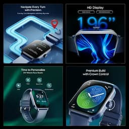 boAt 1000003405 Storm Call 3 Plus 1.96-inch HD Display, BT Calling, 700+ Activity Modes, SOS, Dark Blue Smartwatch