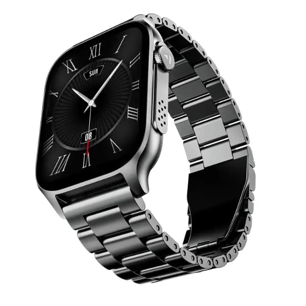 boAt 1000003684 Ultima Ember 1.96-inch AMOLED Display, Cloud Watch Faces, Functional Crown, BT Calling, Steel Black Smartwatch